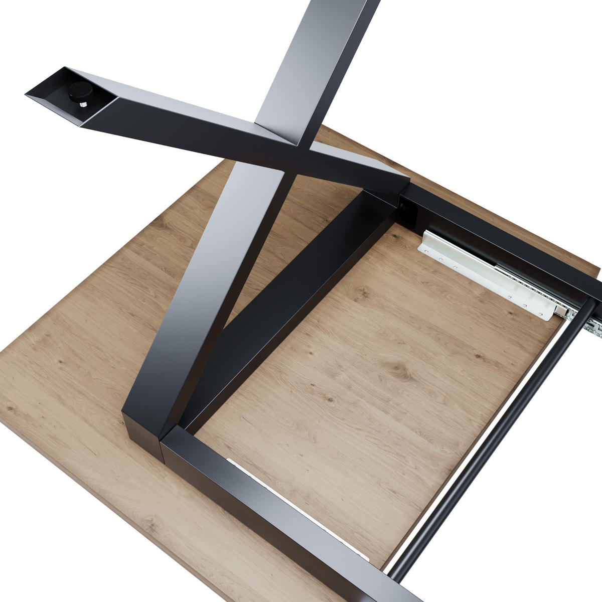 TISCHBEINE Belaga Split Metall Schwarz 72cm Ausziehbarer - Schwarz, Metall (70/72/140cm) - Metalo Pro