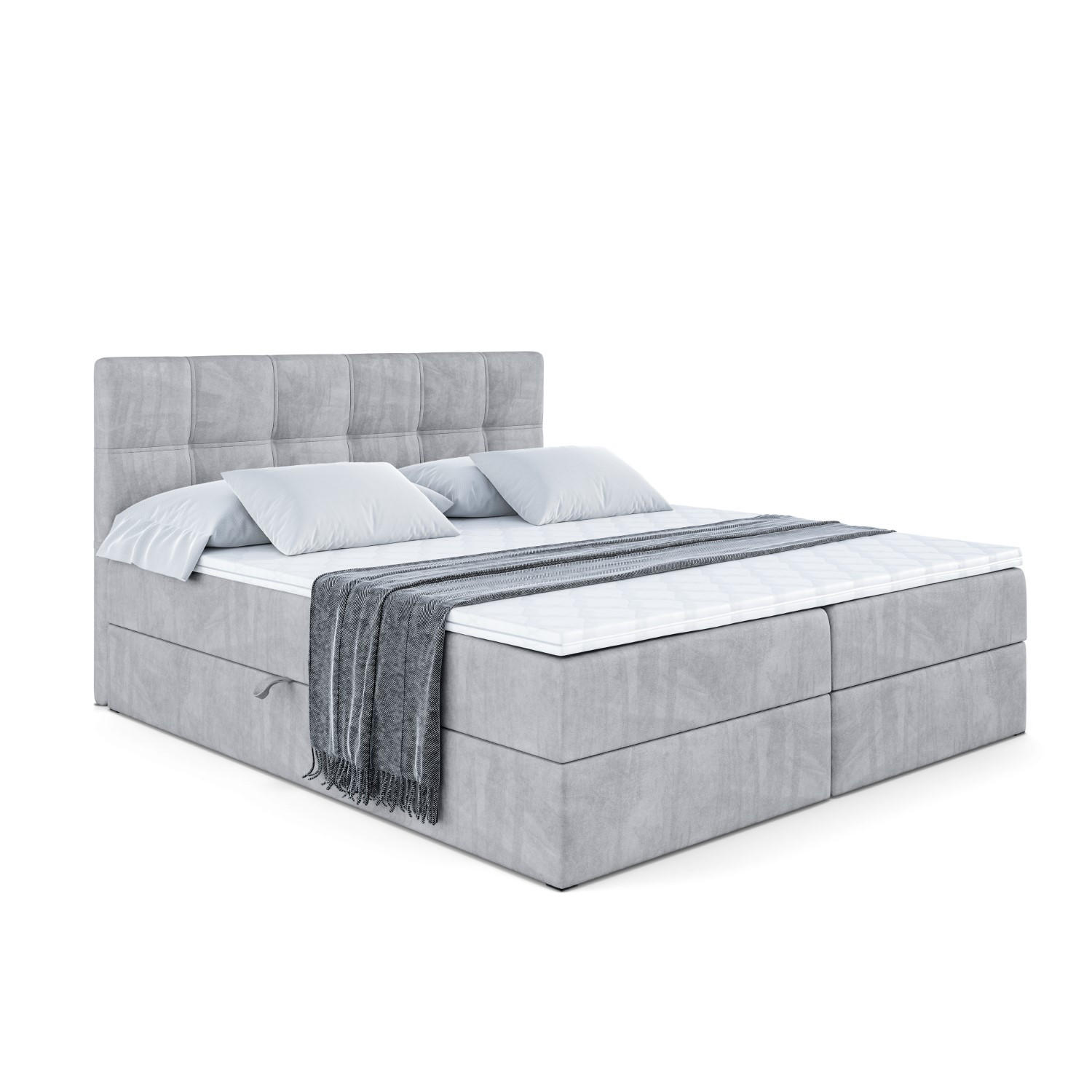BOXBETT mit Matratze H3 und Lattenrost - MARCE - 120 x 200 cm - Grau - Grau, Holzwerkstoff (120/200cm) - ALTDECOR