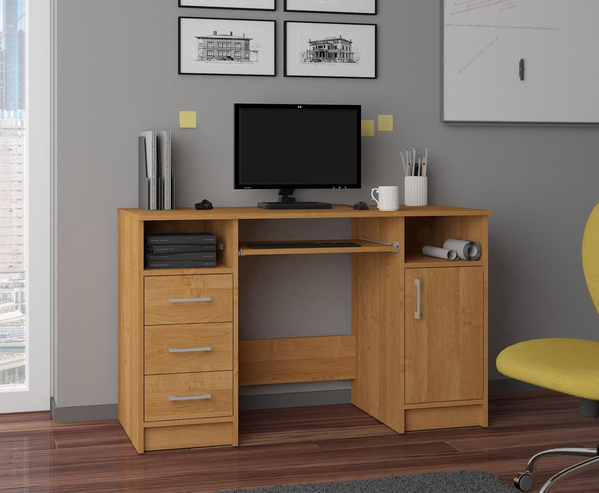 SCHREIBTISCH Erlefarben 124x52x74 cm - Silberfarben/Erlefarben, Holzwerkstoff/Kunststoff (52/124/74cm) - Akord