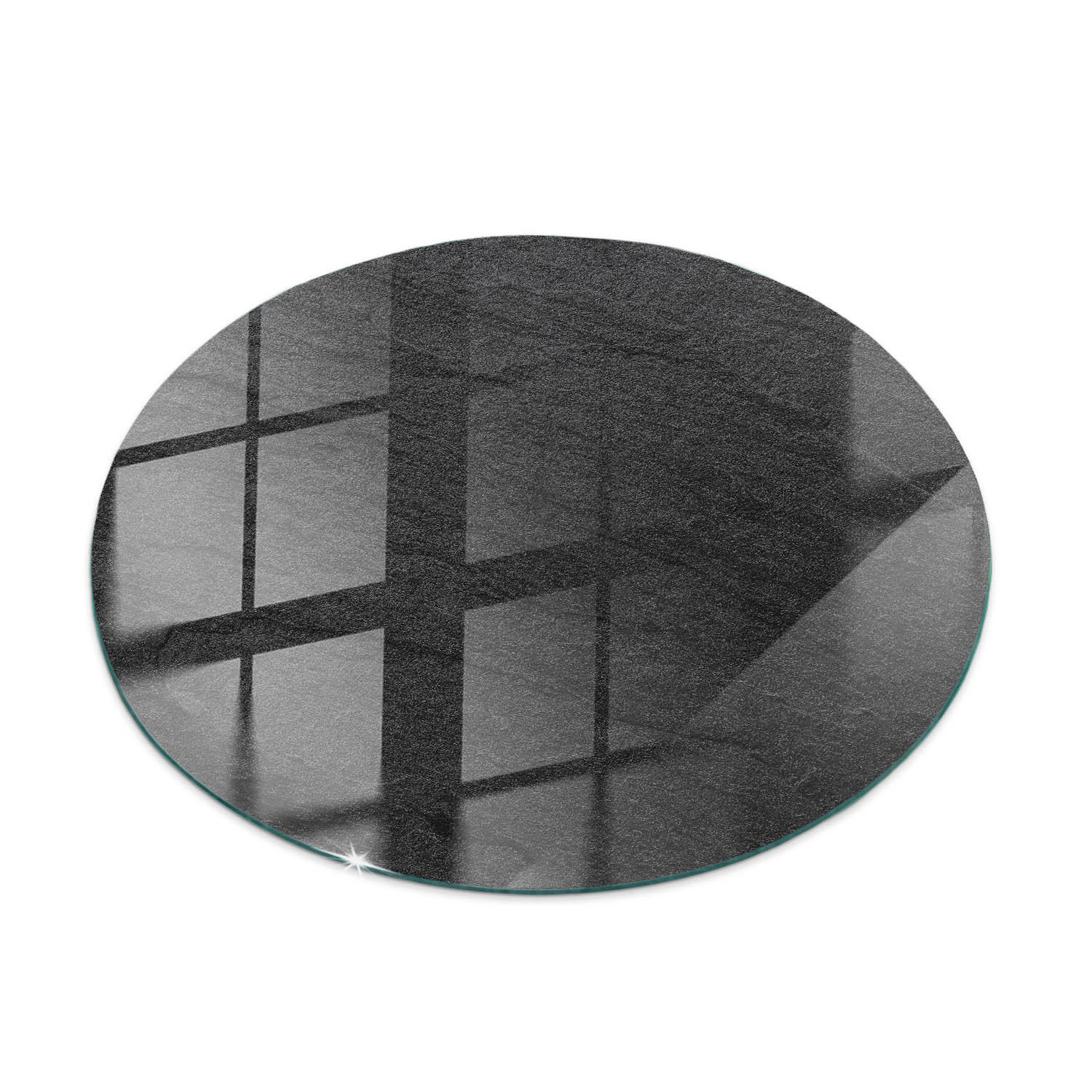 TISCHPLATTE Ø50 cm Natursteinstruktur Rund - Schwarz, Glas (50/50/0.4cm) - TULUP