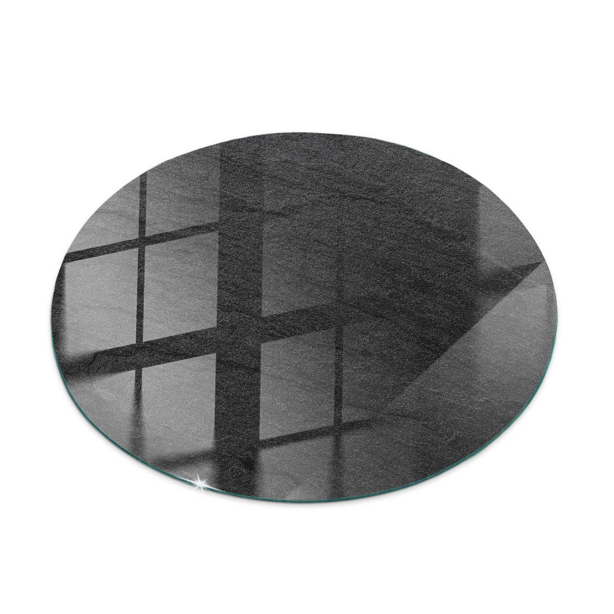 TISCHPLATTE Ø50 cm Natursteinstruktur Rund - Schwarz, Glas (50/50/0.4cm) - TULUP