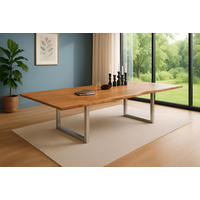 ESSTISCH ADINA - Beige/Silberfarben, Holz/Metall (90/160/76cm) - SAM