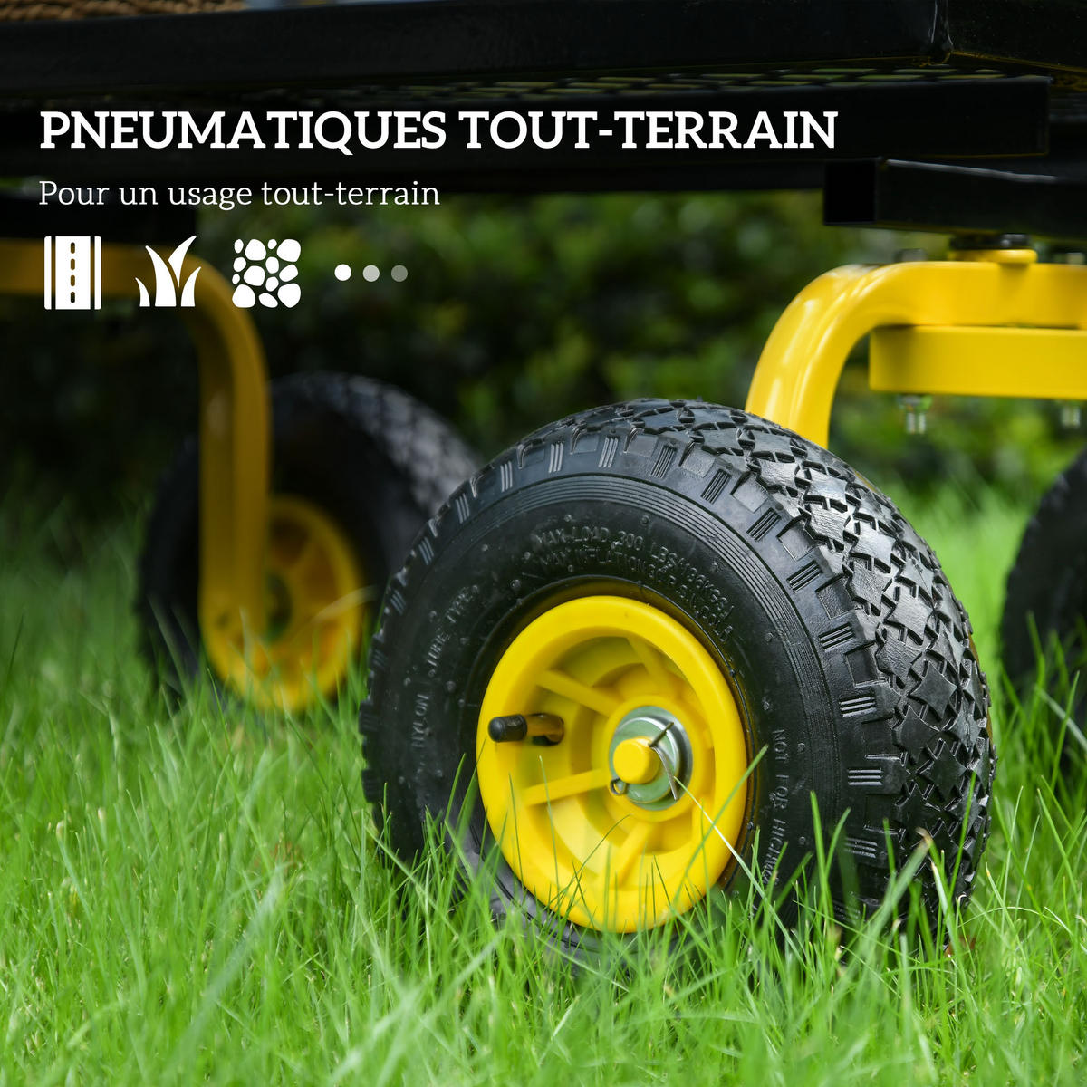 TRANSPORTWAGEN DE-17583 150 kg, 4 Luftreifen Gelb - Gelb, Metall (48.5/100/94cm) - ComfortXL
