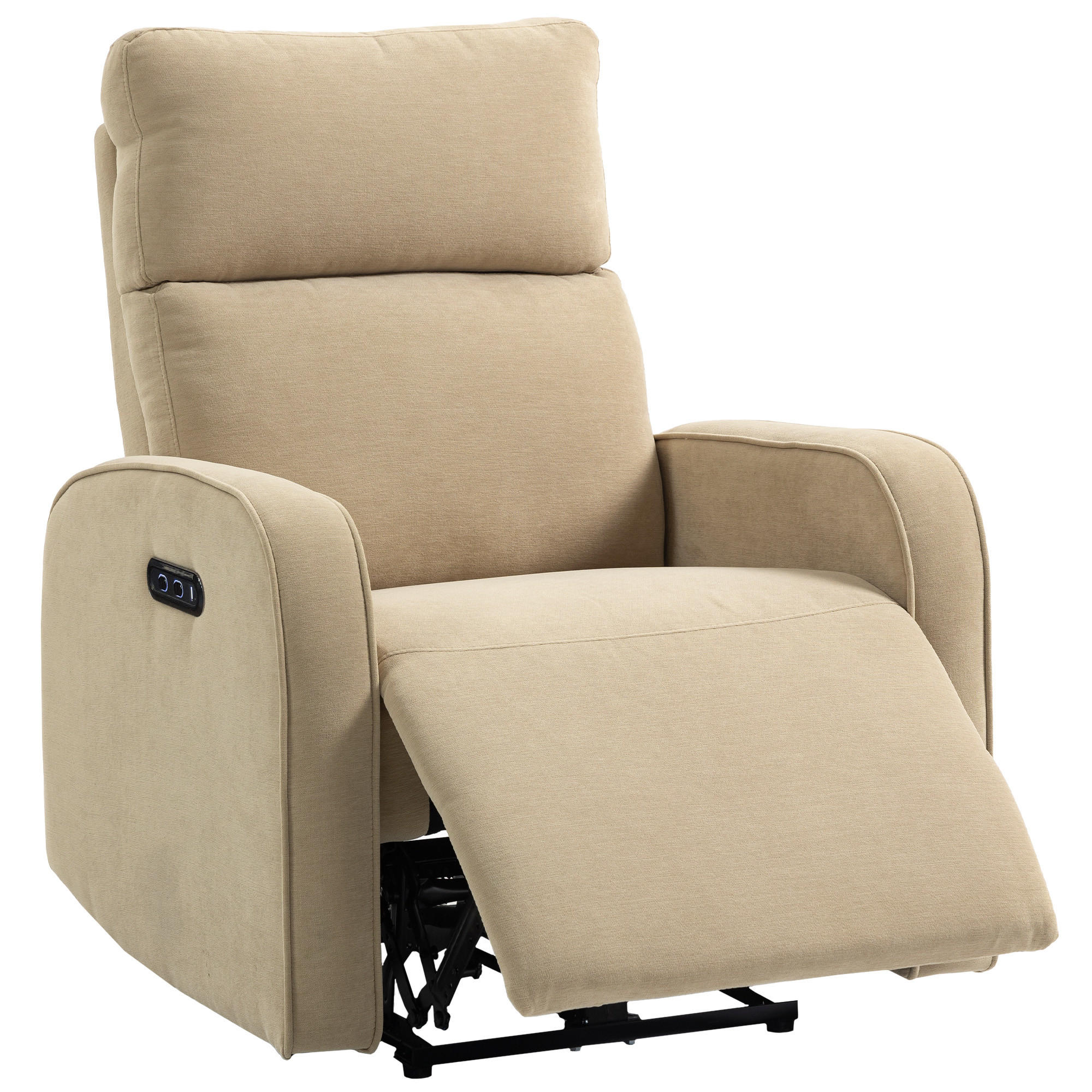 RELAXSESSEL,ELEKTRISCH Chenille Fußstütze verstellbare Kopfstütze Steckdosen,beige - Beige, Textil (80/103/93cm) - Vallsero