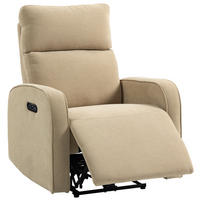 RELAXSESSEL,ELEKTRISCH Chenille Fußstütze verstellbare Kopfstütze Steckdosen,beige - Beige, Textil (80/103/93cm) - Vallsero