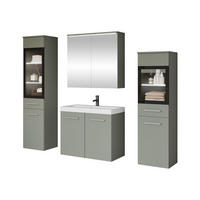 BADMÖBEL-SET Madrit II mit weißer LED Beleuchtung - Silberfarben/Mintgrün, Holzwerkstoff/Kunststoff (132/132/30cm) - MIRJAN24