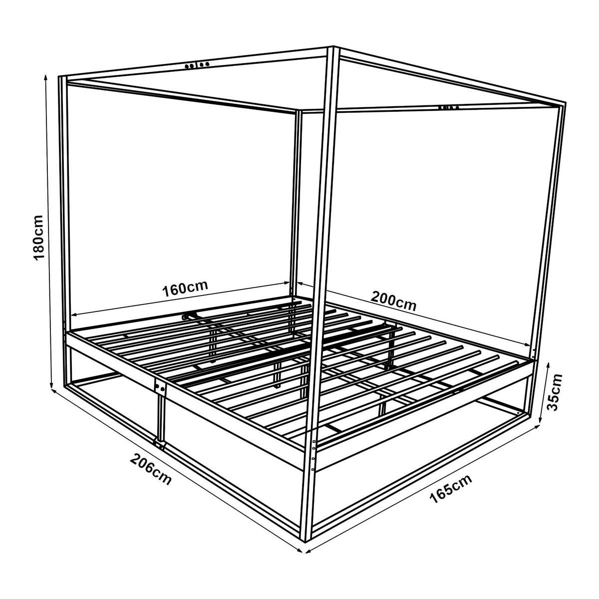HIMMELBETT Kristianstad - Schwarz, Metall (160/200cm) - [en.casa]