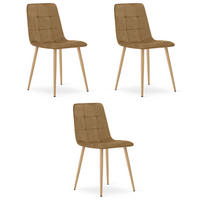 ESSZIMMERSTUHL 3-er Set PYRA brauner Sitz, Beine in Holzfarbe - Eichefarben/Braun, Textil (45/87/50.5cm) - Valora