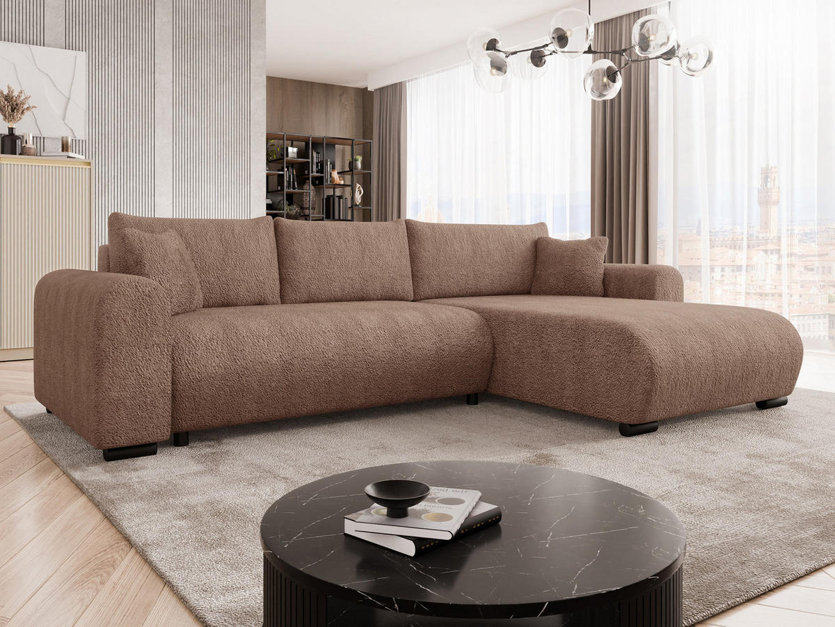ECKSOFA Merkos - Schwarz/Braun, Holz/Textil (285/188cm) - MIRJAN24