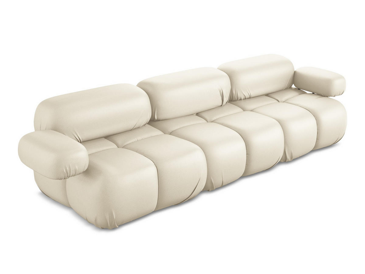 3-SITZER SOFA Kunstleder Beige - Beige/Creme, Leder/Kunststoff (285/70/96cm) - Makamii