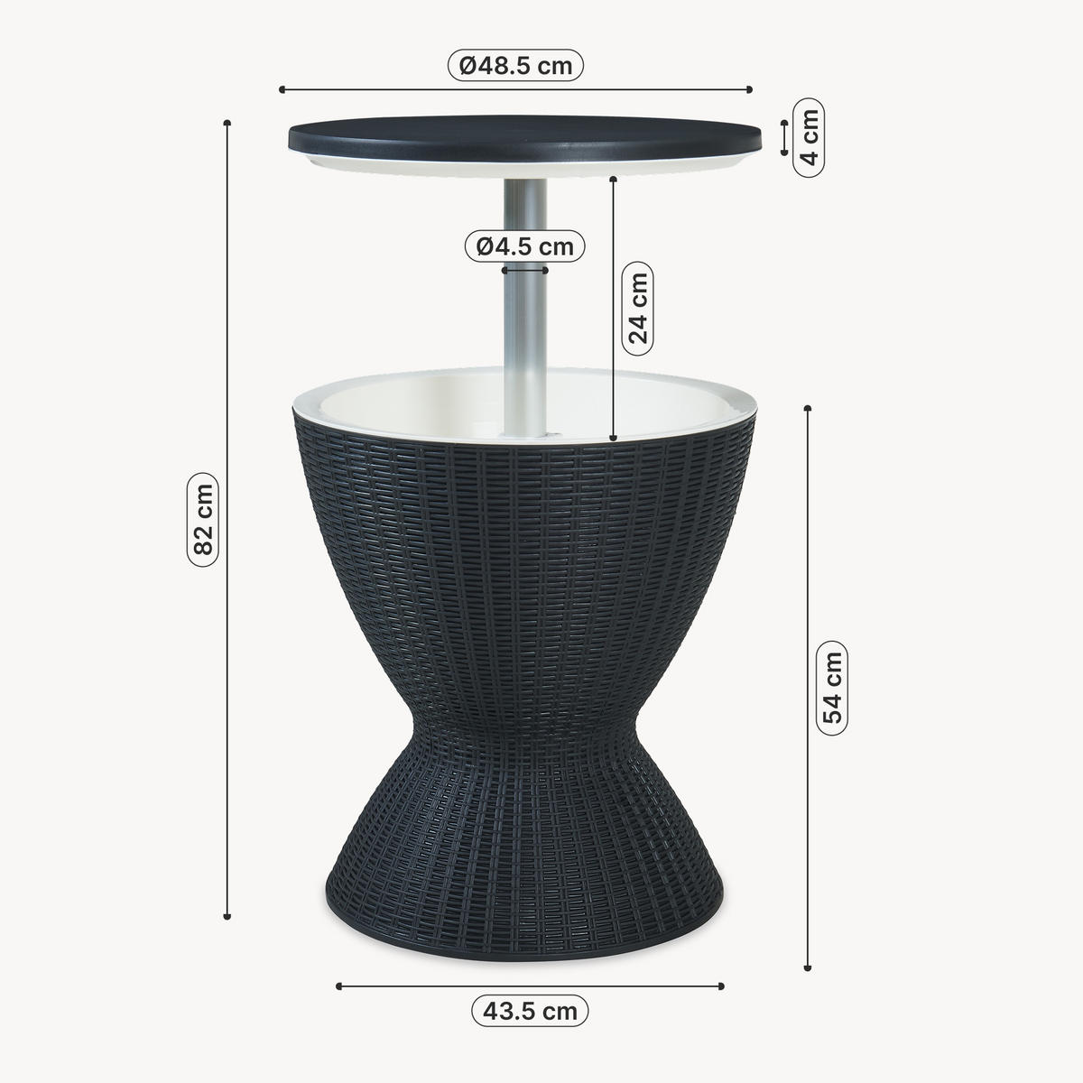 CHLADENÝ STÔL Atessa - čierna, kov/plast (48.5/48.5/58cm) - casa.pro