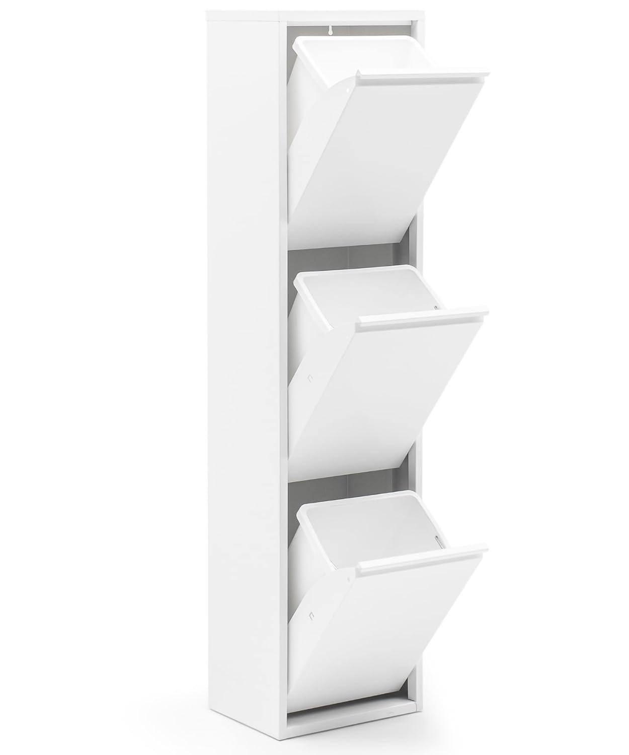 MÜLLEIMER 3 Fach Weiß Mülltrennsystem aus Metall - Weiß, Metall (33/136/25cm) - Gowoll