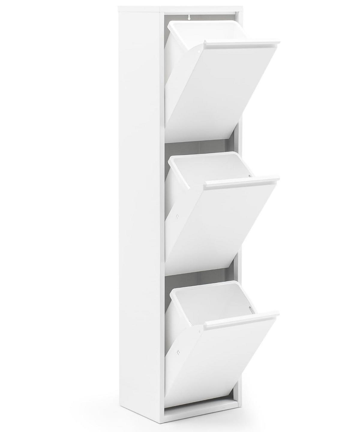 MÜLLEIMER 3 Fach Weiß Mülltrennsystem aus Metall - Weiß, Metall (33/136/25cm) - Gowoll