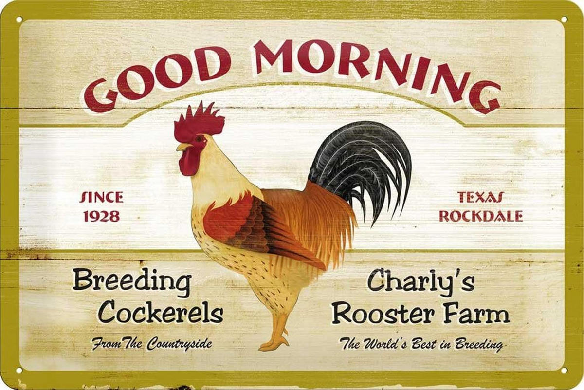 BLECHSCHILD 20/30 cm Animal Club Good Morning - Multicolor, Metall (30/20/0.2cm) - Nostalgic-Art