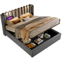 POLSTERBETT 160/200 cm Grau aus Samt mit Bettkasten - Grau, Textil (160/200cm) - OKMYHOME