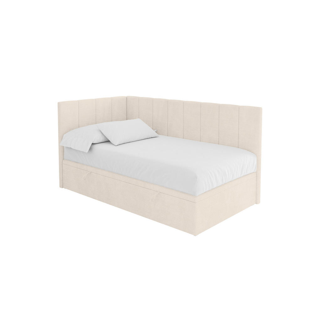 ALTDECOR JEDNOLŮŽKOVÁ POSTEL pro mládež s úložným prostorem vpravo, s matrací - LOVY 100x200 béžová