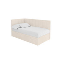EINZELBETT Jugendbett mit Bettkasten Rechts, ohne Matratze - LOVY 90x200 Beige - Sandfarben, Holzwerkstoff/Textil (90/200cm) - ALTDECOR