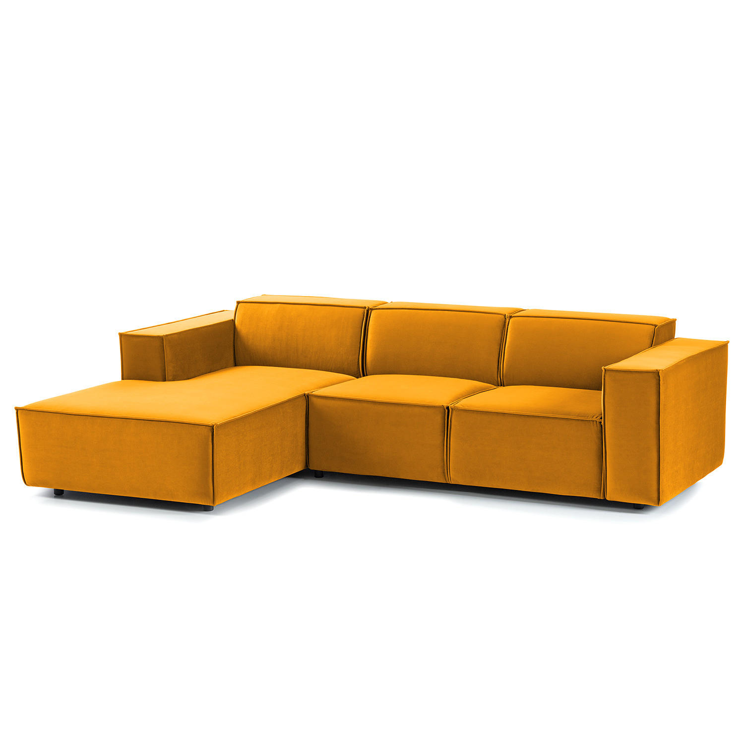 ECKSOFA mit Longchair - Gelb/Schwarz, Kunststoff/Textil (260/177cm) - home24