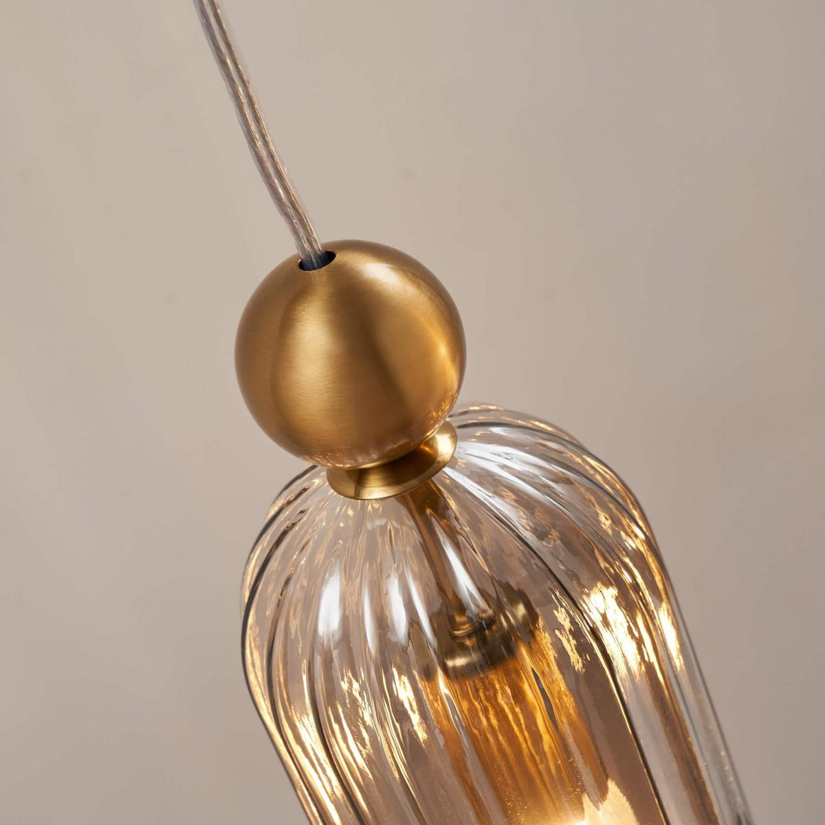 HÄNGELEUCHTE Leonora, Rauchgrau und Gold, 35cm - Goldfarben, Glas (160/10/35cm) - KOSILUM