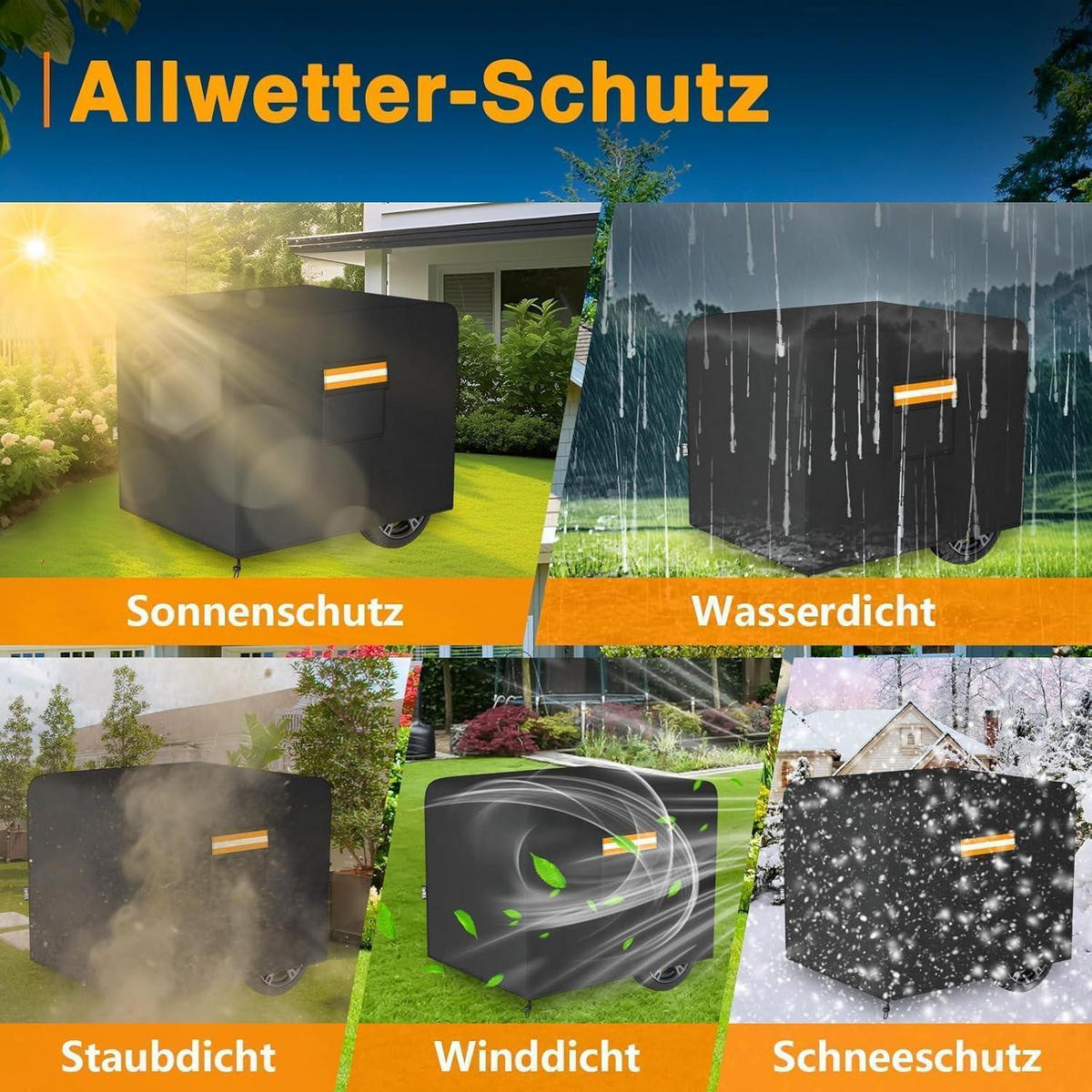 GENERATORABDECKUNG 81 x 61 x 61 cm Schwarz - Schwarz, Textil (61/61/81cm)