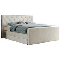BOXSPRINGBETT KING VELEN 200/200 Beige Velvet - H4 - Beige, Holz/Textil (200/200cm) - MKS
