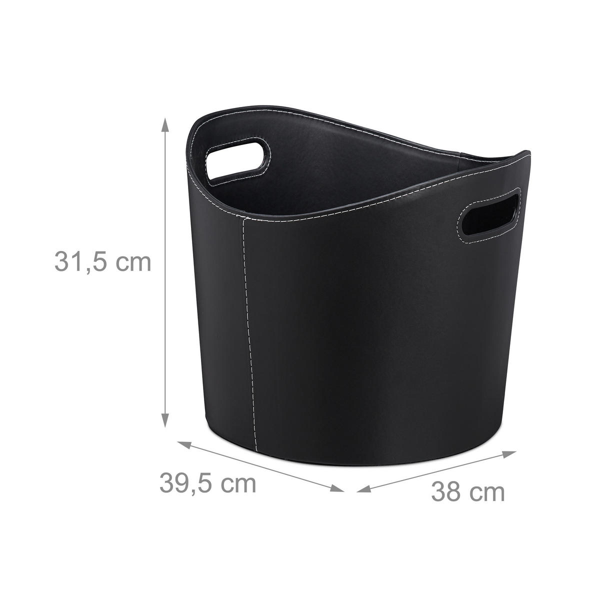 HOLZKORB - Schwarz, Wellpappe/Kunststoff (39.5/31.5/38cm) - Relaxdays