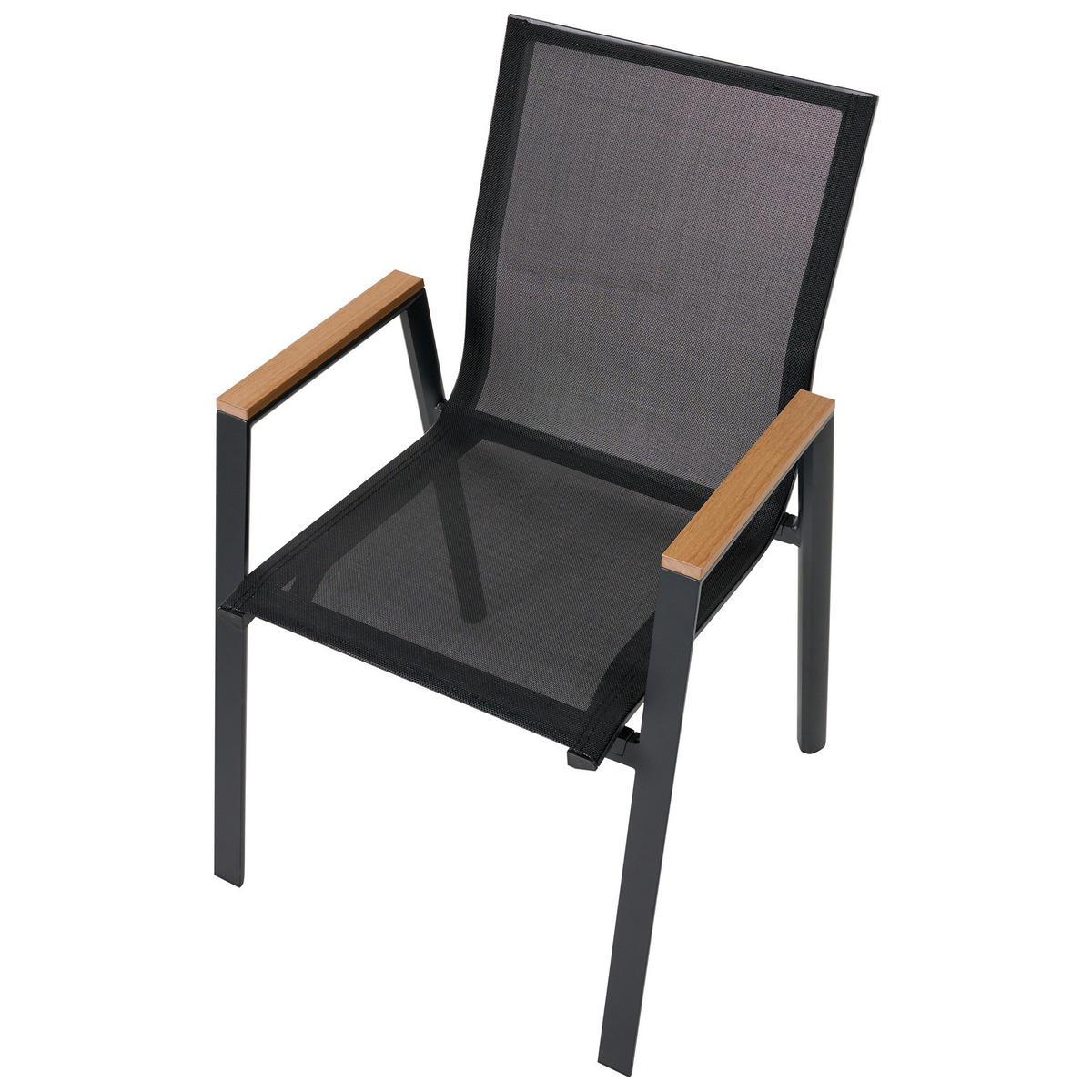 GARTENSTUHL 4er-Set Schwarz Tiano - Schwarz/Braun, Metall (56/90/56cm) - Beliani