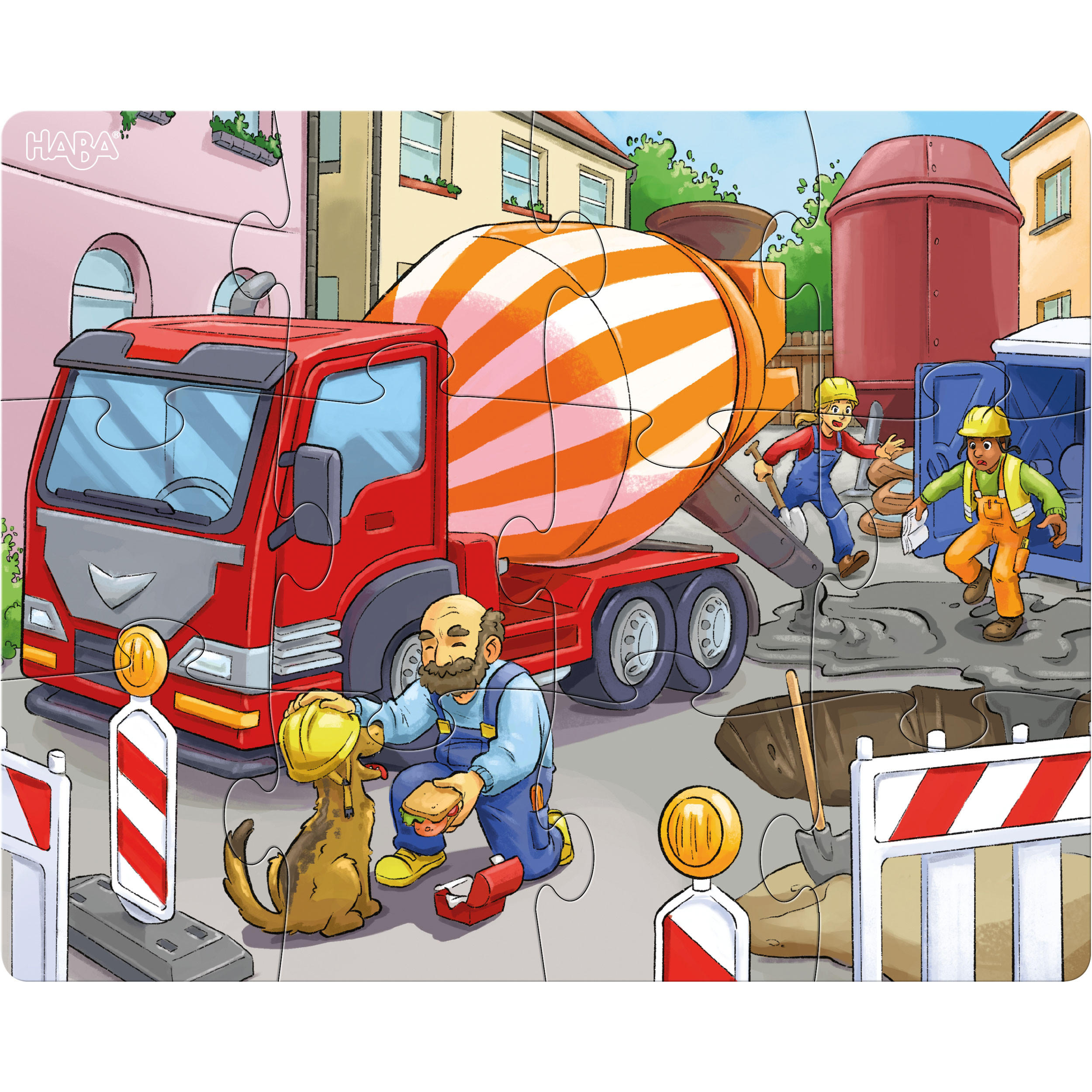 PUZZLE Baustellenfahrzeuge, ab 3 Jahre - Multicolor, Naturmaterialien (24/5.1/29cm) - Haba