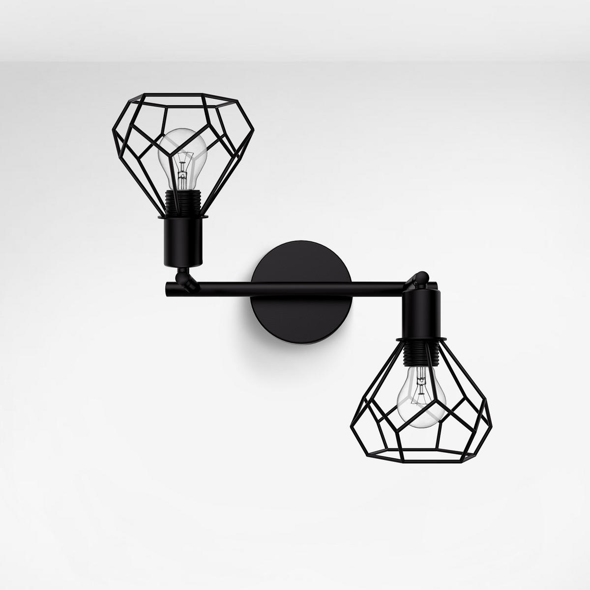 WANDLAMPE 2pcs Industrial Schwarz Aus Eisen 12/20 cm - Schwarz, Metall (12/25/25cm) - EMKE