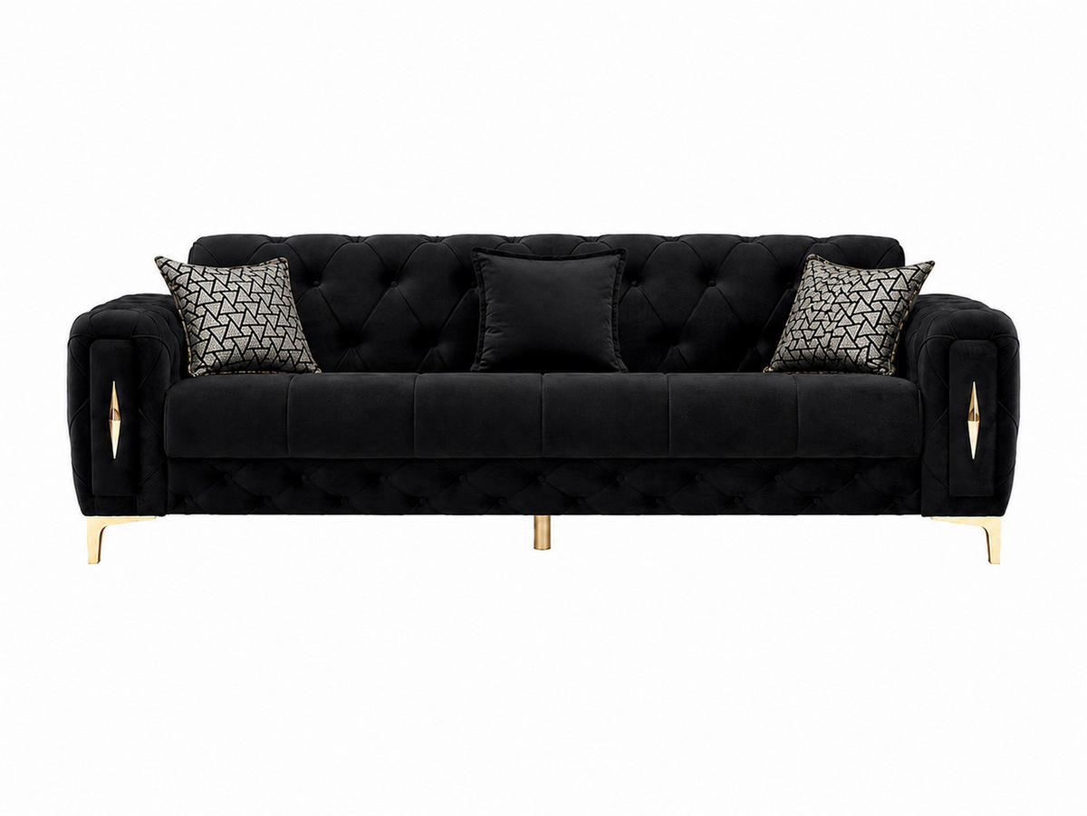 3-SITZER SOFA Patna Schwarz - Schwarz, Holzwerkstoff/Kunststoff (240/85/100cm)