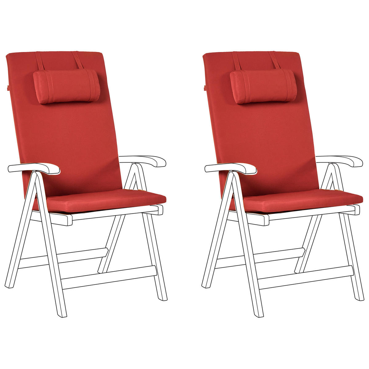 Sitzauflagen 2er-Set Rot 50/45 cm Java/Amantea Premium - Rot, Textil (71/71/50cm) - Beliani