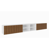 TV-SCHRANK Weiß Katania Eiche Rillenfront Offene Regale 300 cm - Eichefarben/Braun, Holzwerkstoff (300/41/40cm) - Sepro Meble