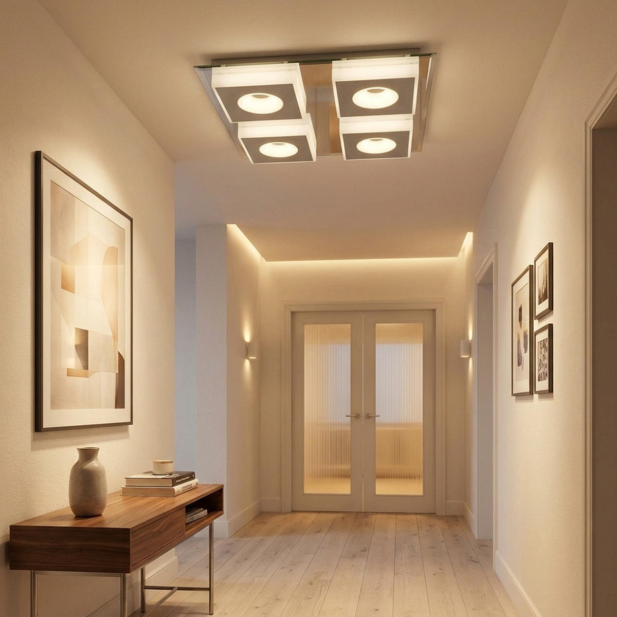 LED DECKENLEUCHTE Metall Silber - Silberfarben, Metall (33/33/5cm) - Globo Lighting