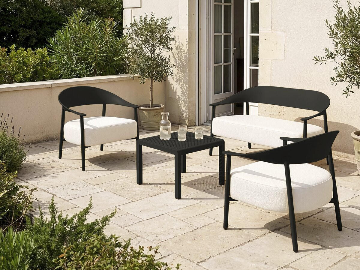 GARTENSITZGRUPPE céora Schwarz - Schwarz, Metall - Habitat Garten