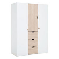 KLEIDERSCHRANK mit 3 Türen und 3 Schubladen - Stige - Weiß, Holzwerkstoff (64/206/141cm) - Calicosy