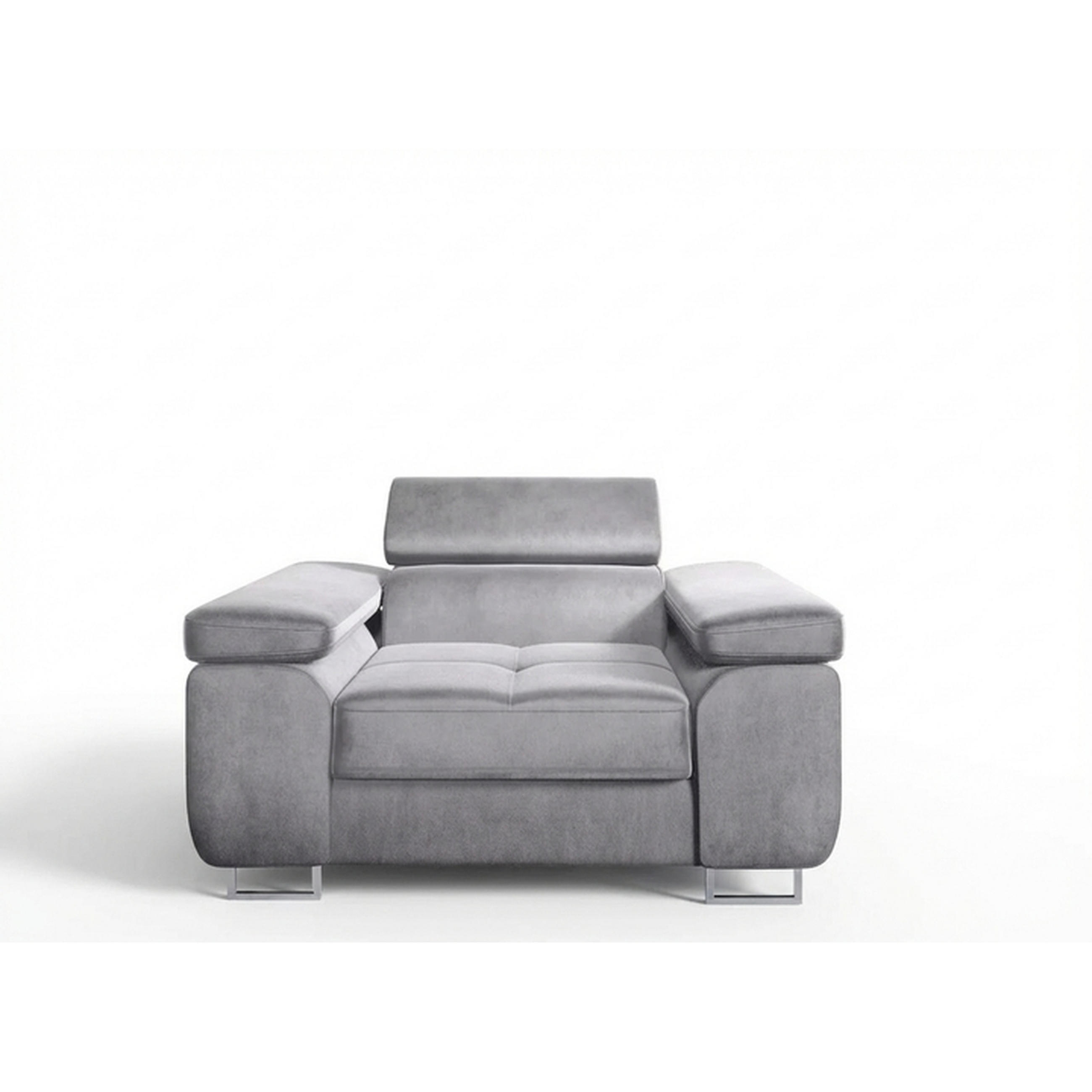 SESSEL WILD mit verstellbare Kopfstütze Velours Hellgrau - Chromfarben/Hellgrau, Holz/Textil (138/100/101cm) - Muffo