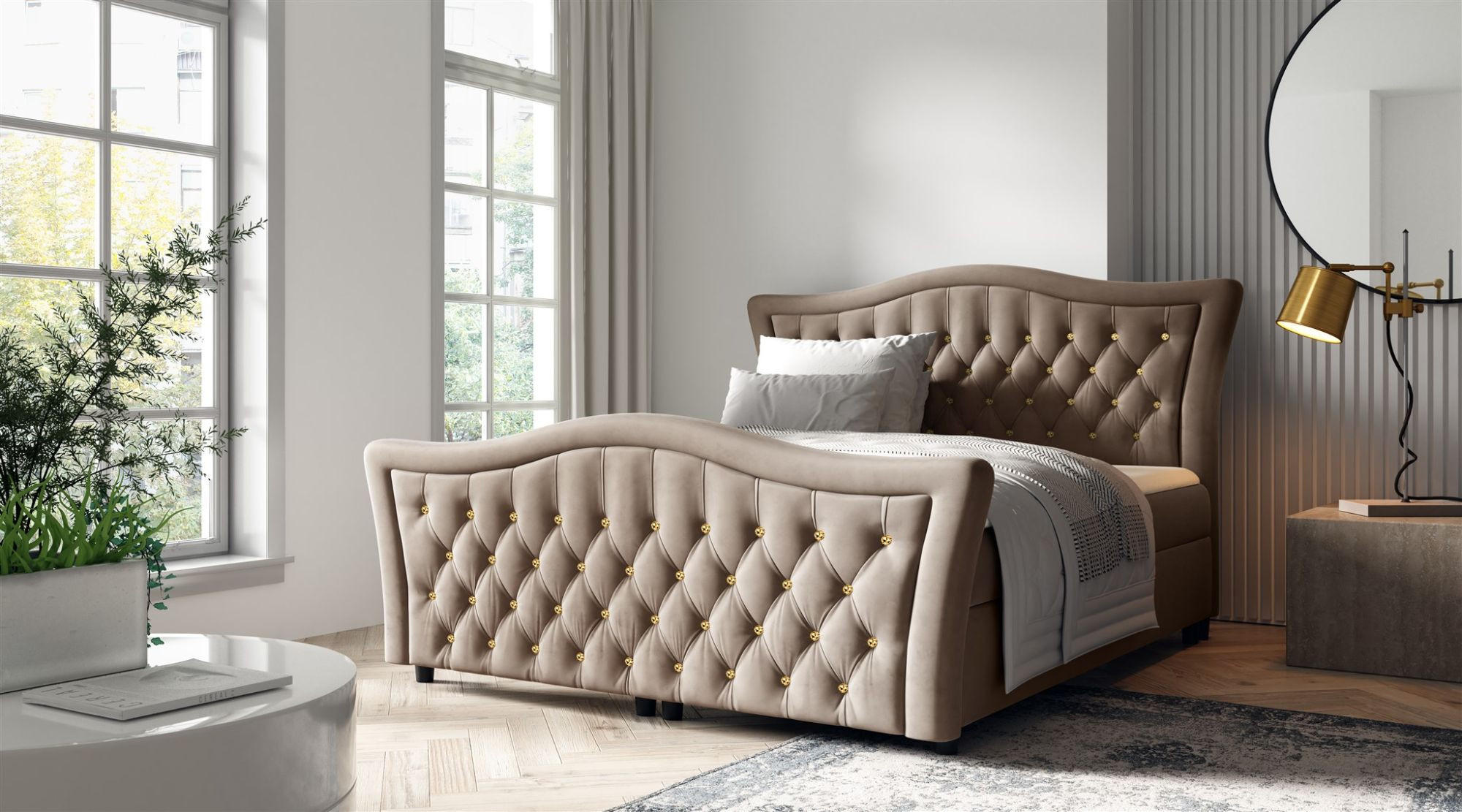 BOXBETT Turhan In Elisa Velvet - Braun, Holzwerkstoff/Textil (120/200cm) - Fun Möbel