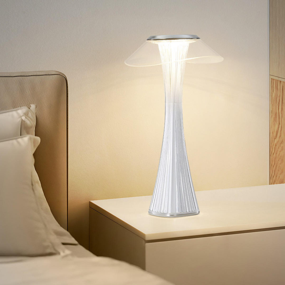 TISCHLEUCHTE BYRD 15.1/27.4/15.1 cm - Weiß, Kunststoff (15.1/15.1/27.4cm) - ZMH