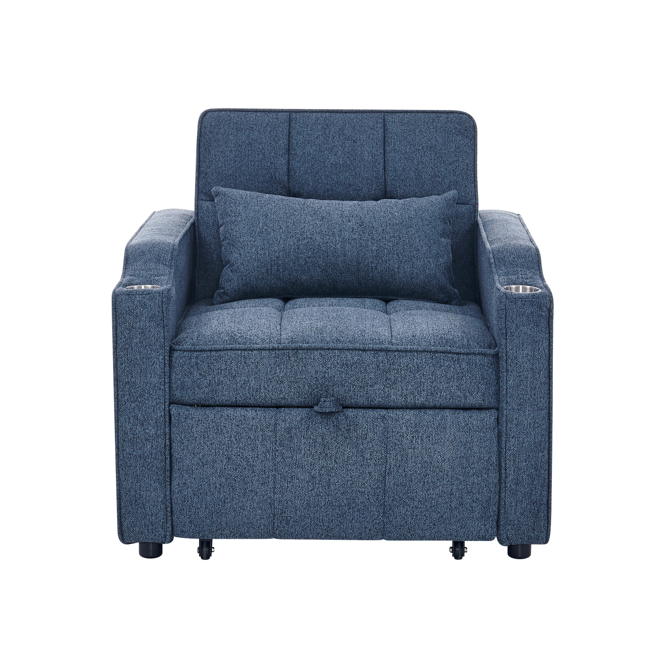 RELAXSESSEL 190/85/86 cm Marineblau mit USB-/Typ-C-Anschluss und Seitentasche - Dunkelblau, Textil (190/86/85cm) - Oxeza