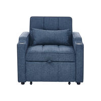 RELAXSESSEL 190/85/86 cm Marineblau mit USB-/Typ-C-Anschluss und Seitentasche - Dunkelblau, Textil (190/86/85cm) - Oxeza