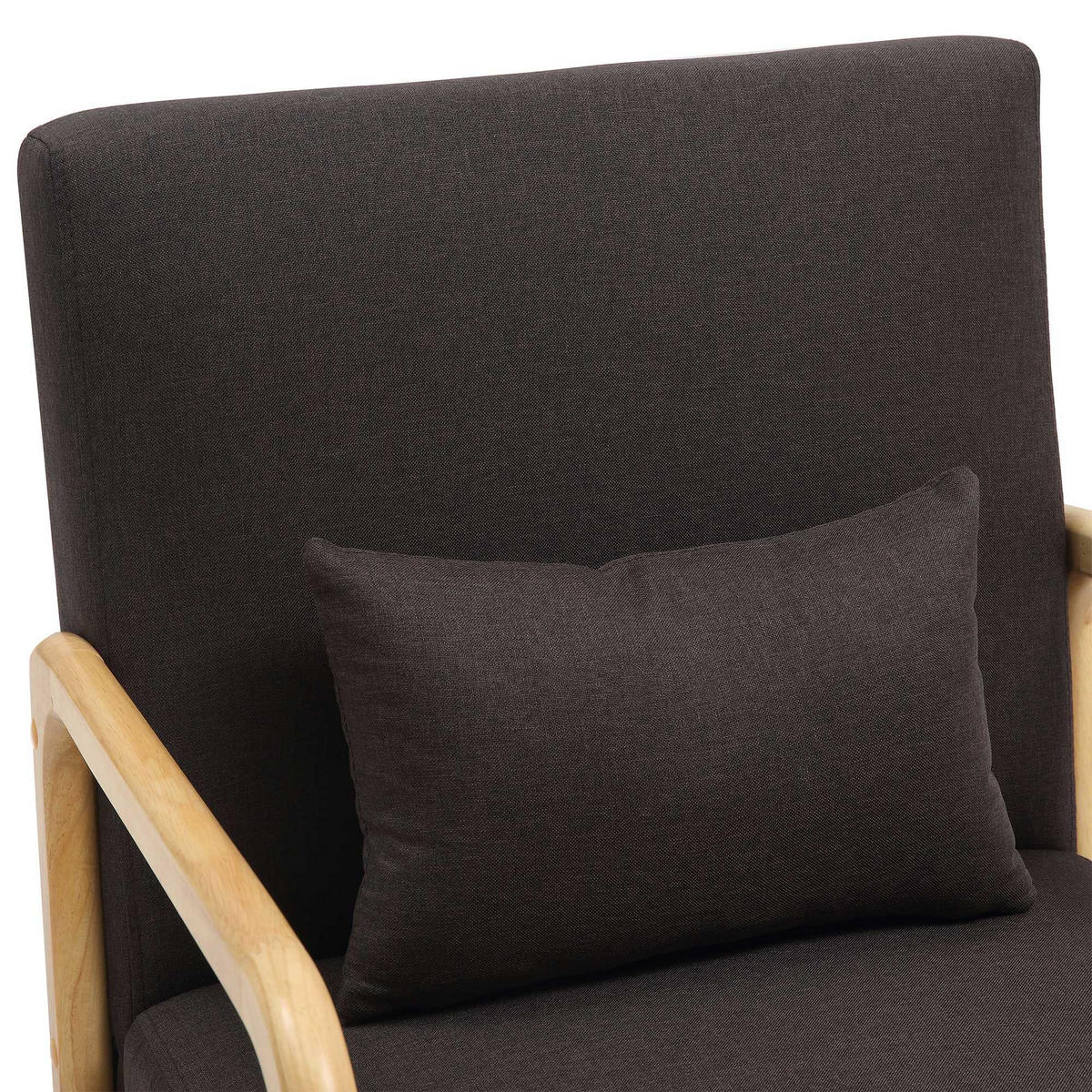 SESSEL Holz braun - Eukalyptusholzfarben/Braun, Holz/Textil (64/74/80cm) - CLP