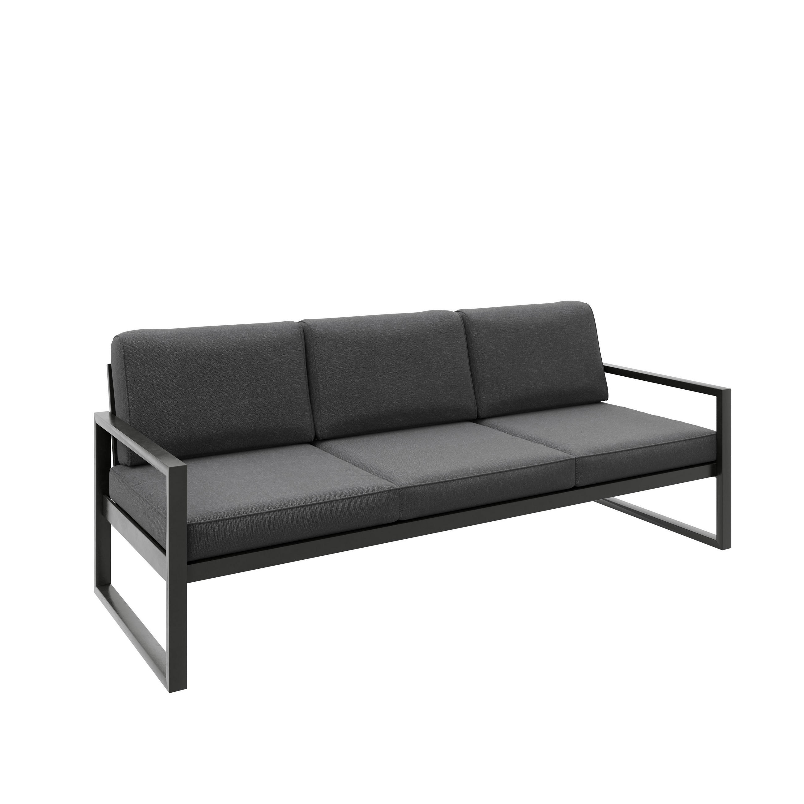 GARTENSOFA 3 Sitzer Madera 216x80cm, schwarz, dunkelgrau - Dunkelgrau/Schwarz, Kunststoff/Metall (216/86/80cm) - Margaret Hadas24