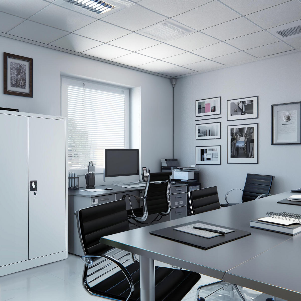 BÜROSCHRANK KEVIN - Grau, Metall (90/140/40cm) - Jan Nowak