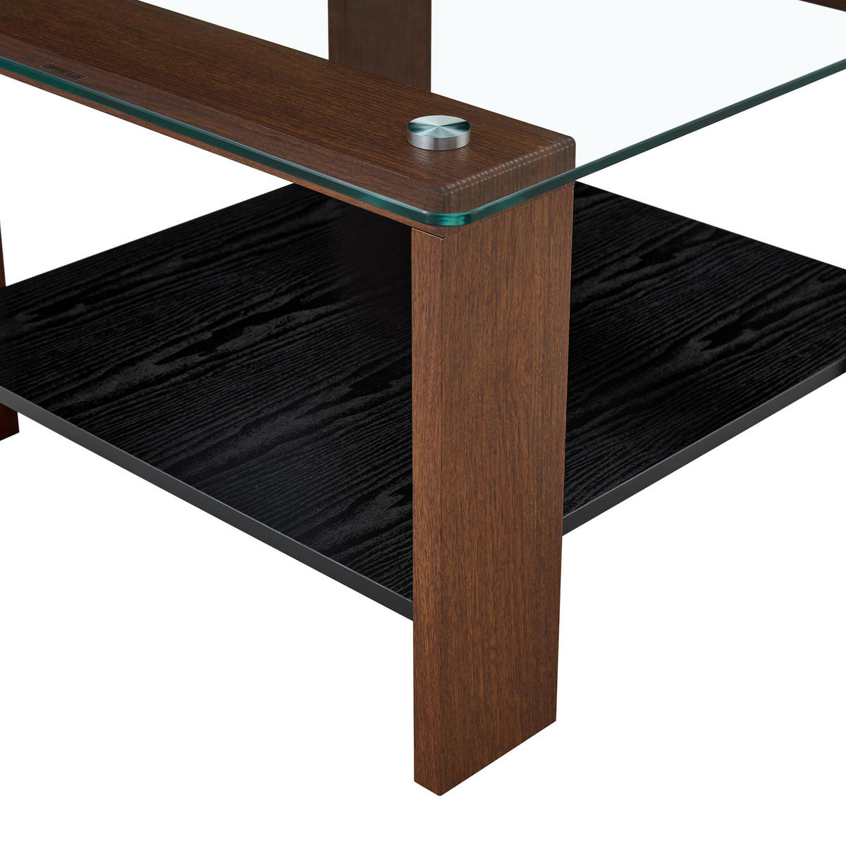 KAVNA mizica 65x41x45,5 cm, oreh dekor, steklo z odlagalnim prostorom - barva oreha, leseni material (75/75/45.5cm) - BEAOK