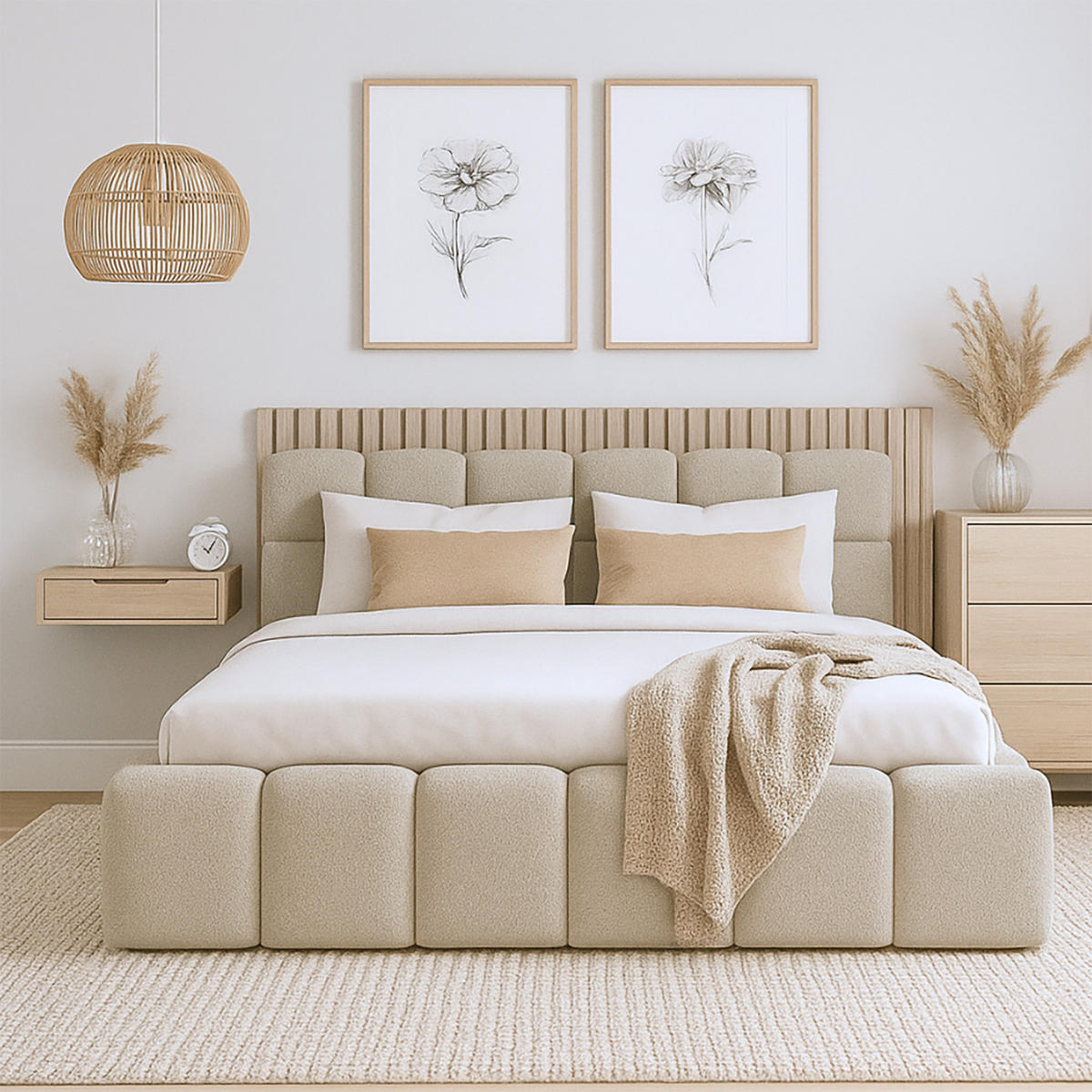 POLSTERBETT NUBO Premium 180x200 cm mit Bettkasten – PERFECT HARMONY 04 - Beige, Holz (180/200cm) - Dekori_Interiors