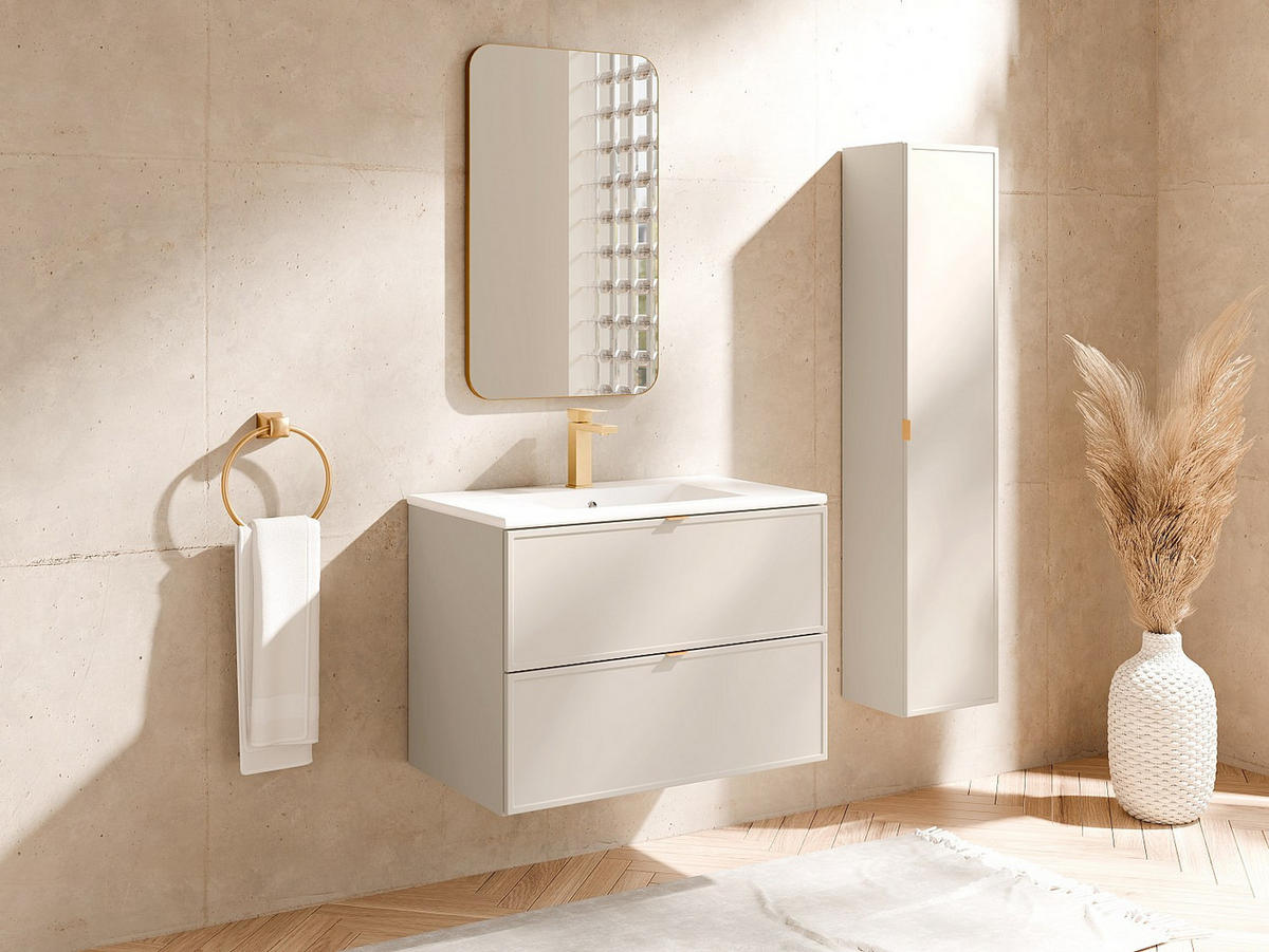 BADSCHRANK - 35 cm x 27 cm - holz - beige Ondil - Beige, Holz (35/140/27cm) - Vente-Unique