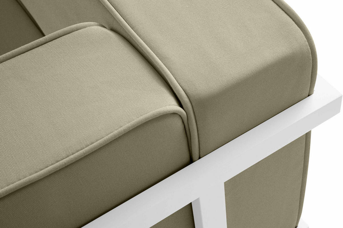 GARTENSESSEL TRIGLO Stahlgestell, Modern, Weiß/Beige - Beige/Weiß, Textil/Metall (99/70/69cm) - KONSIMO®