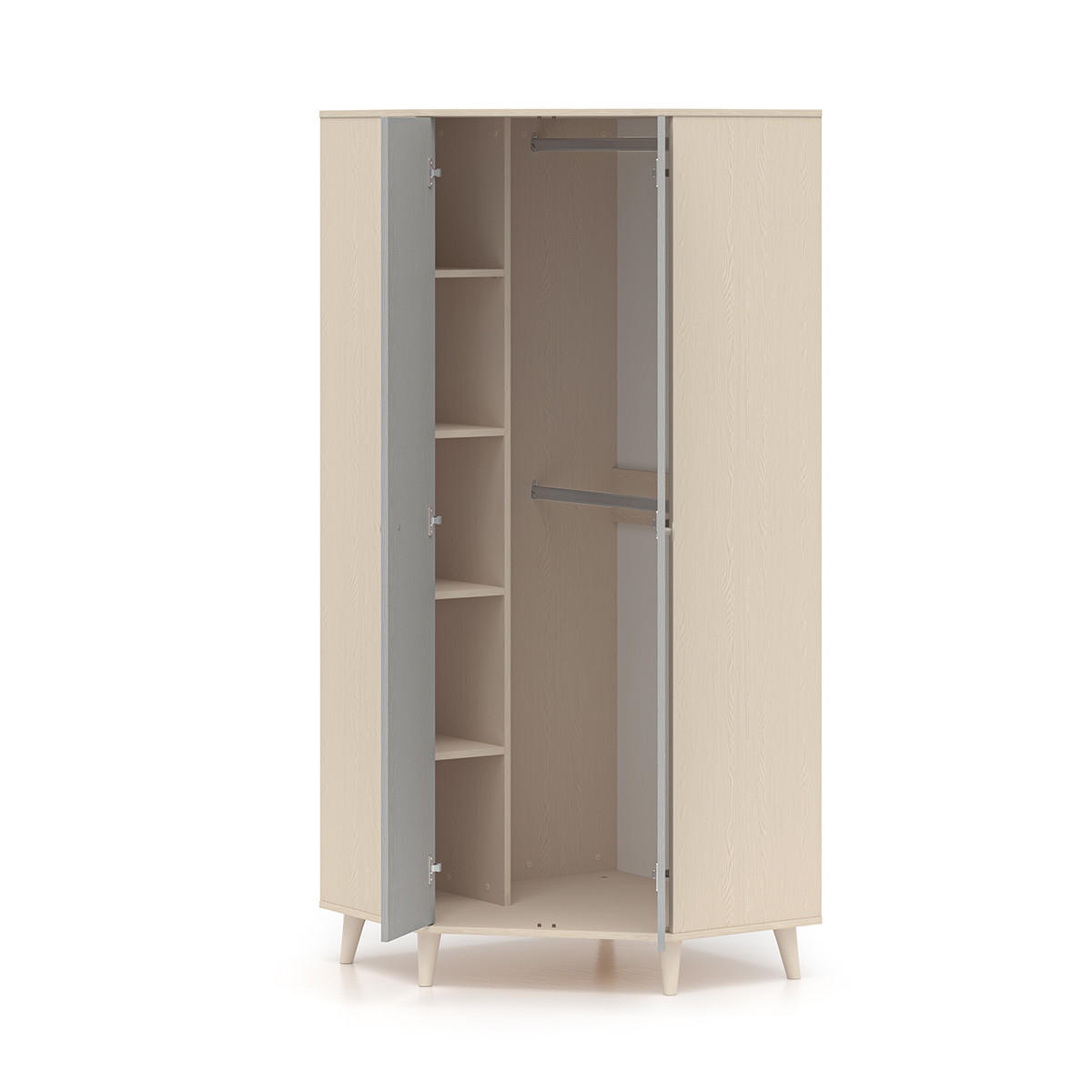 SKŘÍŇ 2DVEŘOVÁ Alycia Béžová - Šedá - Efekt dřeva - šedá, dřevo (80/190/80cm) - Petits-meubles