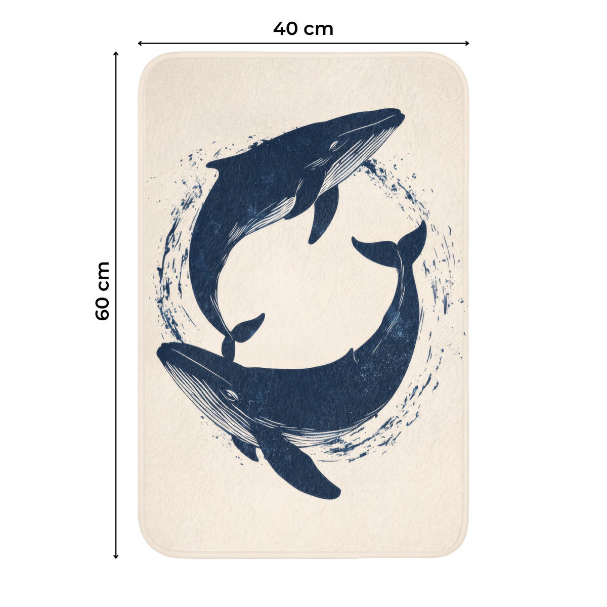 WC PŘEDLOŽKA Velryby - Stříkance - Kruh - Tmavě modrá 40x60 cm - tmavě modrá, textil/plast (40/1cm) - OnlyWow