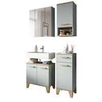 BADMÖBEL-SET 4-teilig grün, Eiche 109 x 190 cm, Badkombination skandinavisches Design - Eichefarben/Grün, Glas/Holzwerkstoff (109/190/34cm) - Inn.Furn